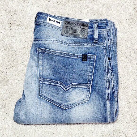 Buffalo David Bitton Driven X Jeans Men 34x30 Blue Relaxed Straight Stretch - Picture 3 of 10